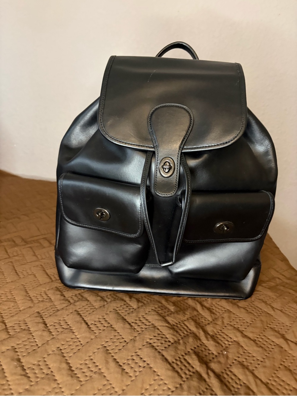🖤Coach Turn Lock Leather Backpack in Black🖤